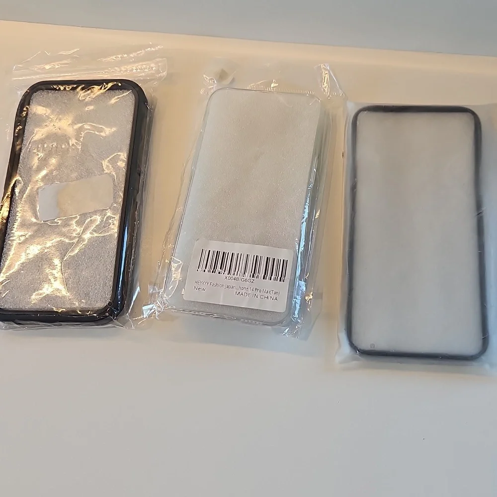 3 pack iPhone 14 Pro protective‎ painted case  (anime,black, and sunset)